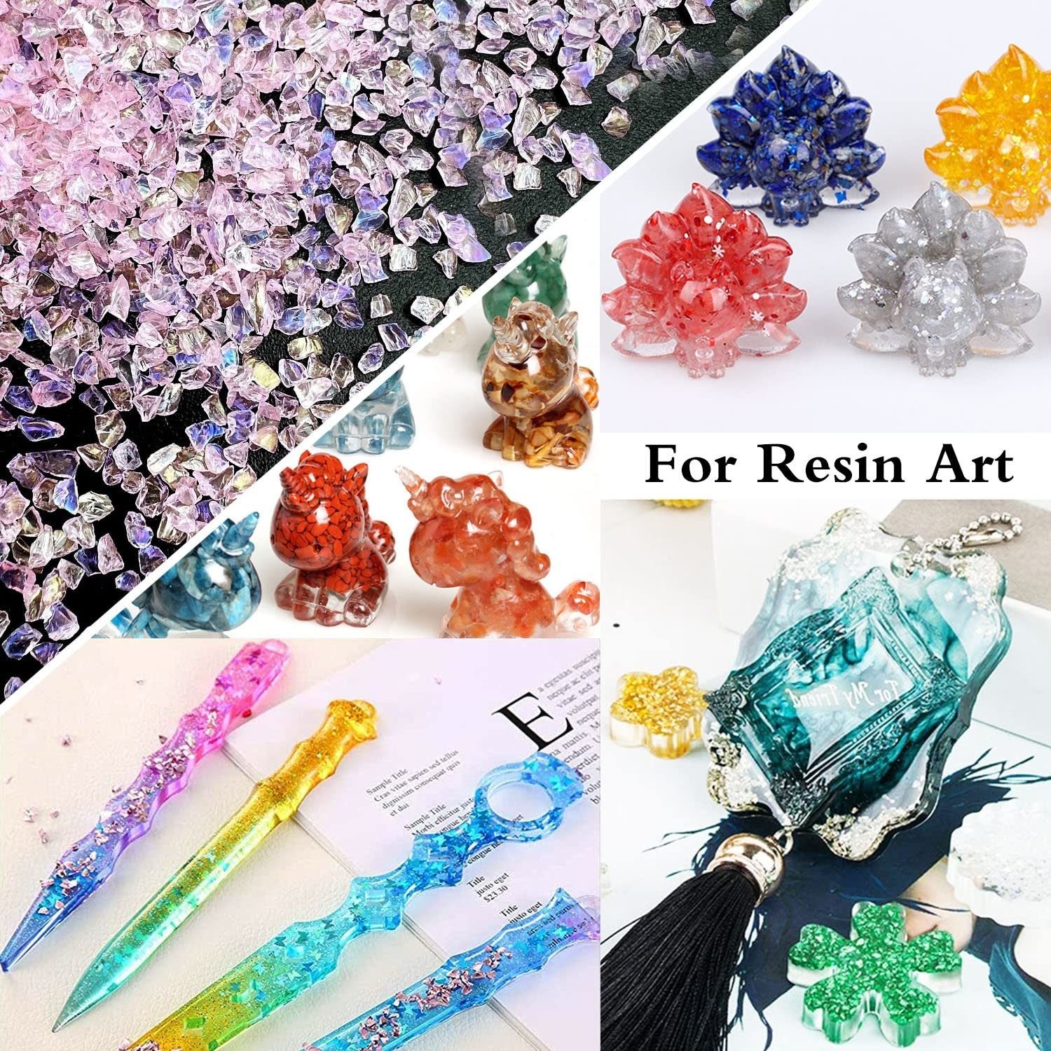 12 Box Transparent Crushed Glass Craft Glitter for Resin Art,Small Broken Gla…