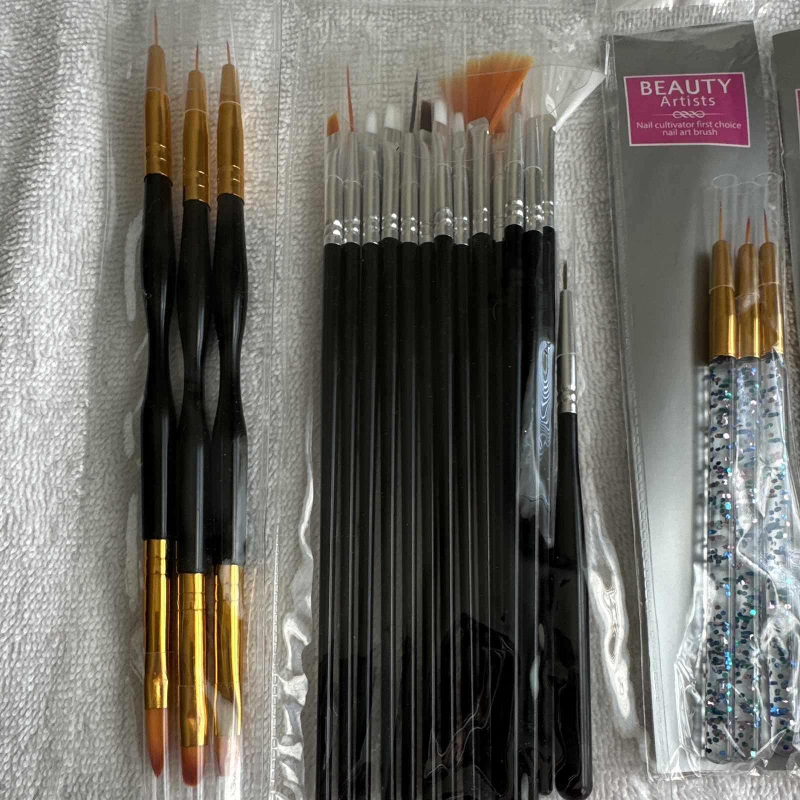 BEAUTY Artists Nail Art Brush Set, Multicolor Glitter Handle Brushes