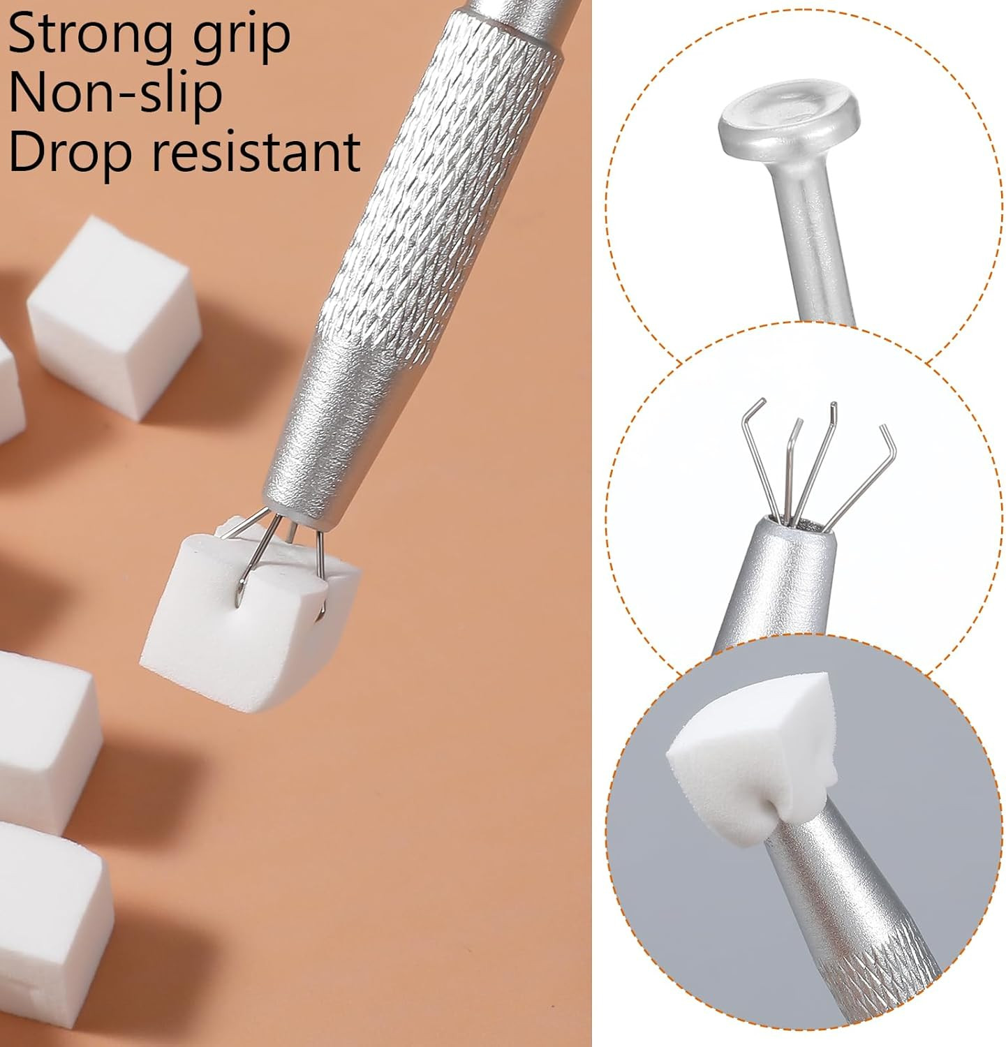 50Pcs Nail Art Soft Sponge With Versatile Portable Grabbing Pen
