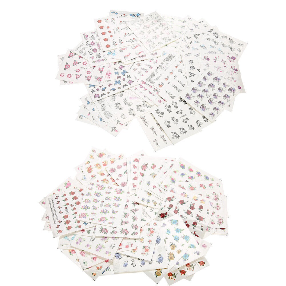 50 Sheets Mixed Flower Cartoon Nail Art Water Transfer Sticker Nail