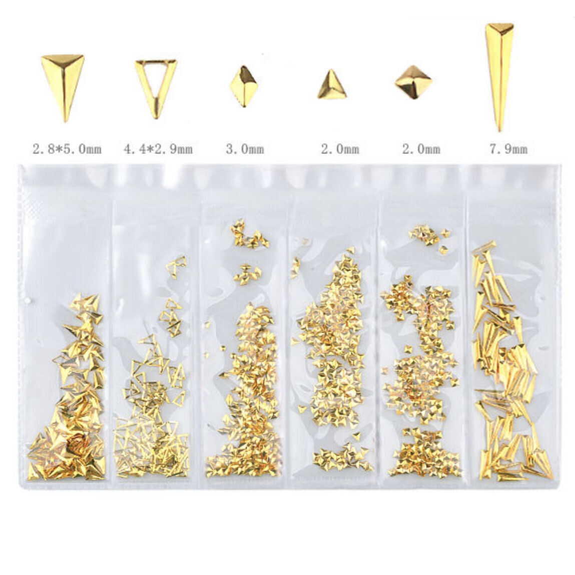 Mixed 3D DIY Hollow Gold Metal Moon Curved Punk Nail Art Decoration Rivet NH17