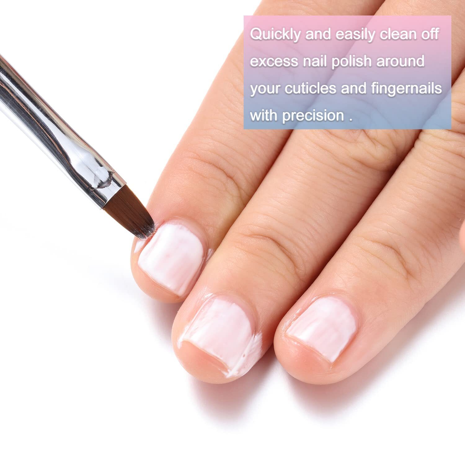 2PCS Nail Brush Round&Angled Nail Art Clean Up Brushes for Cleaning Mistake