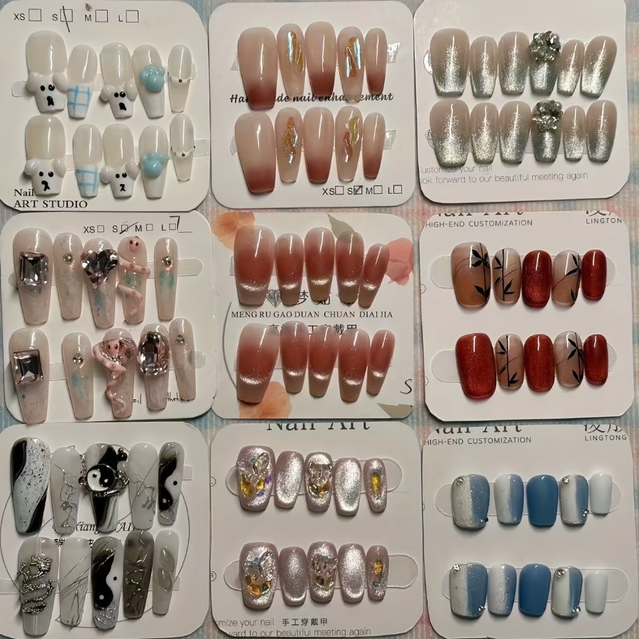 Handmade Press-On Nails Set 100pcs Wholesale Discount Mix 10 Paris Manual