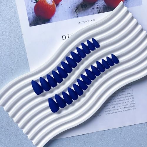 Medium Almond Shaped Acrylic Nail Press – Matte Royal Blue