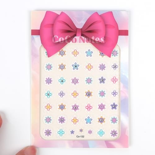 5D Embossed Nail Art Stickers, Bohemia Flower Rhinestone Retro Style 6