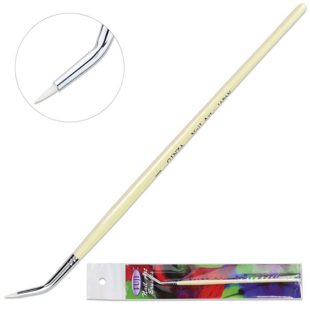 Ginza Professional Acrylic Nail Art Crooked Detailer Brush with Wooden Handle