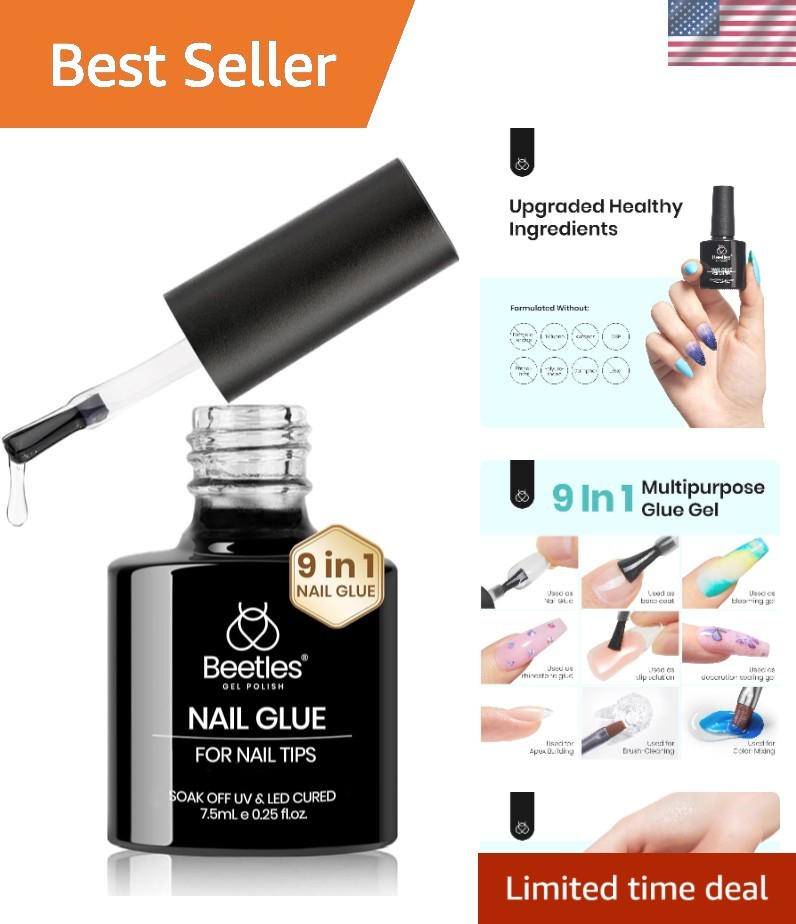 Beetles 9-in-1 Nail Glue Gel – Long Lasting UV Curing for Impeccable Nail Art