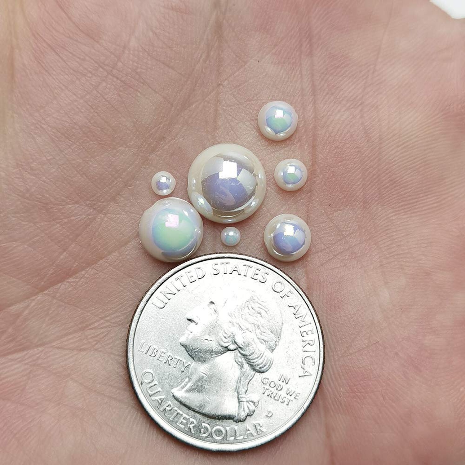 Chenkou Craft 3000PCS 1 Box White AB Round Flatback Imitation Half Pearls Bea…