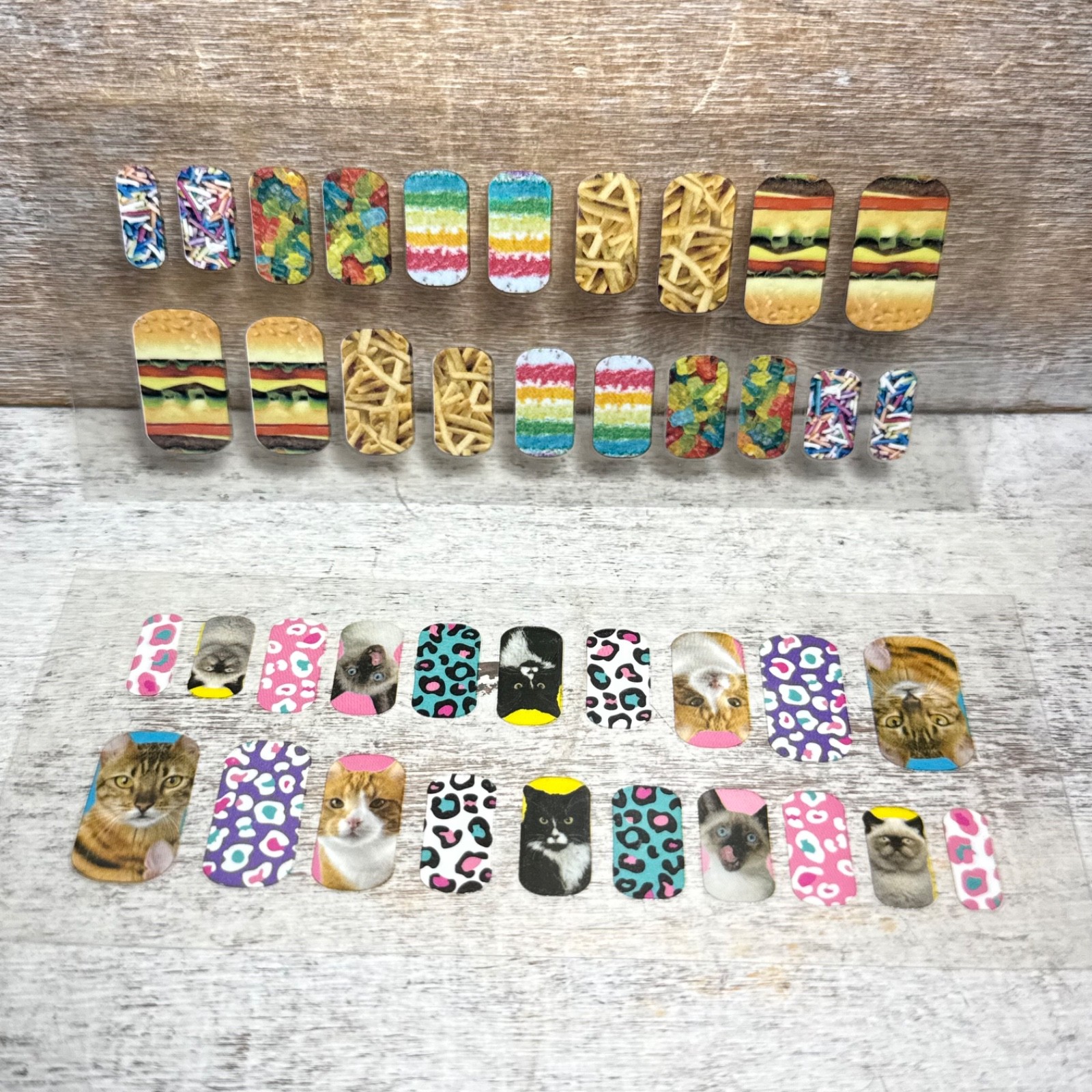 Lot of 2 Style.Lab By Fashion Angels 40 Nail Stickers: Cats, Hamburgers, Fries
