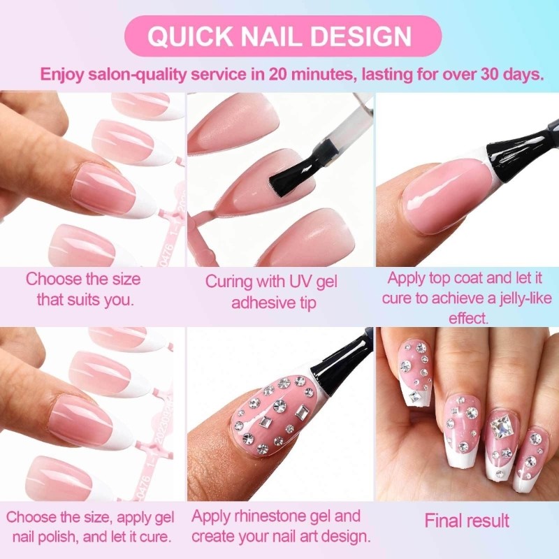 1Set Solid Color Fashion Nail for Women Easy Wear Highly Gloss Versatiled Types