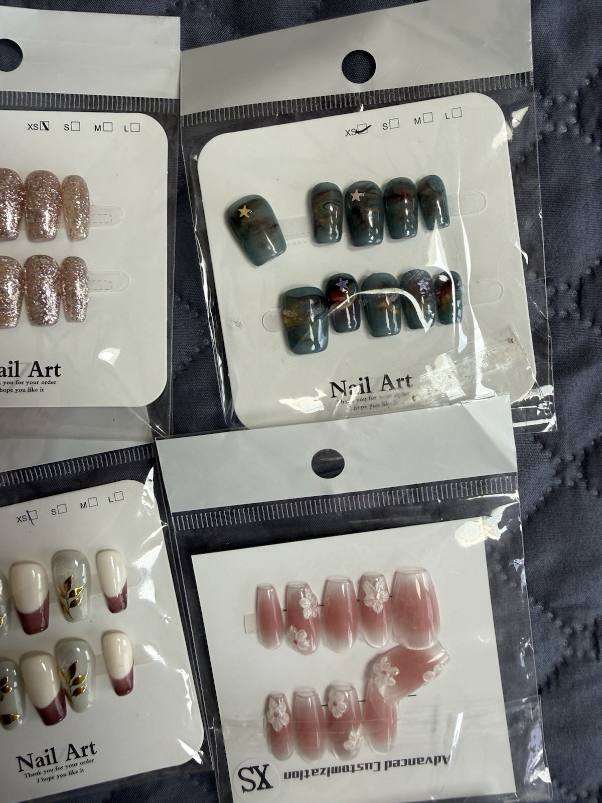 21 Sets Press On Nails Lot Mixed Designs Glitter French Leopard Handmade W/ Kits