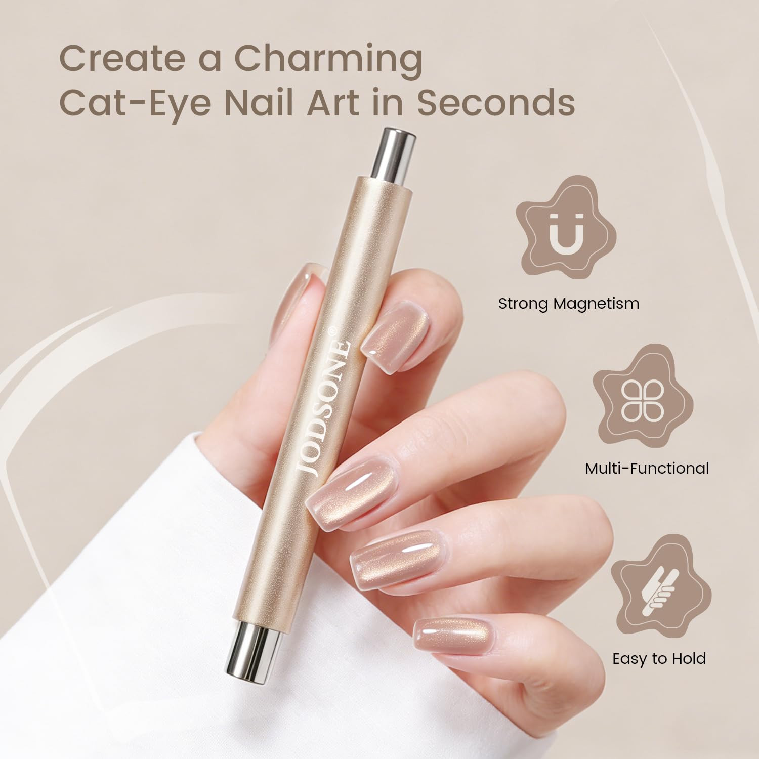 3-In-1 Cat-Eye Magnet Nail Art Tool,Cylindrical & Ball Magnet Pens,Flexible Mult