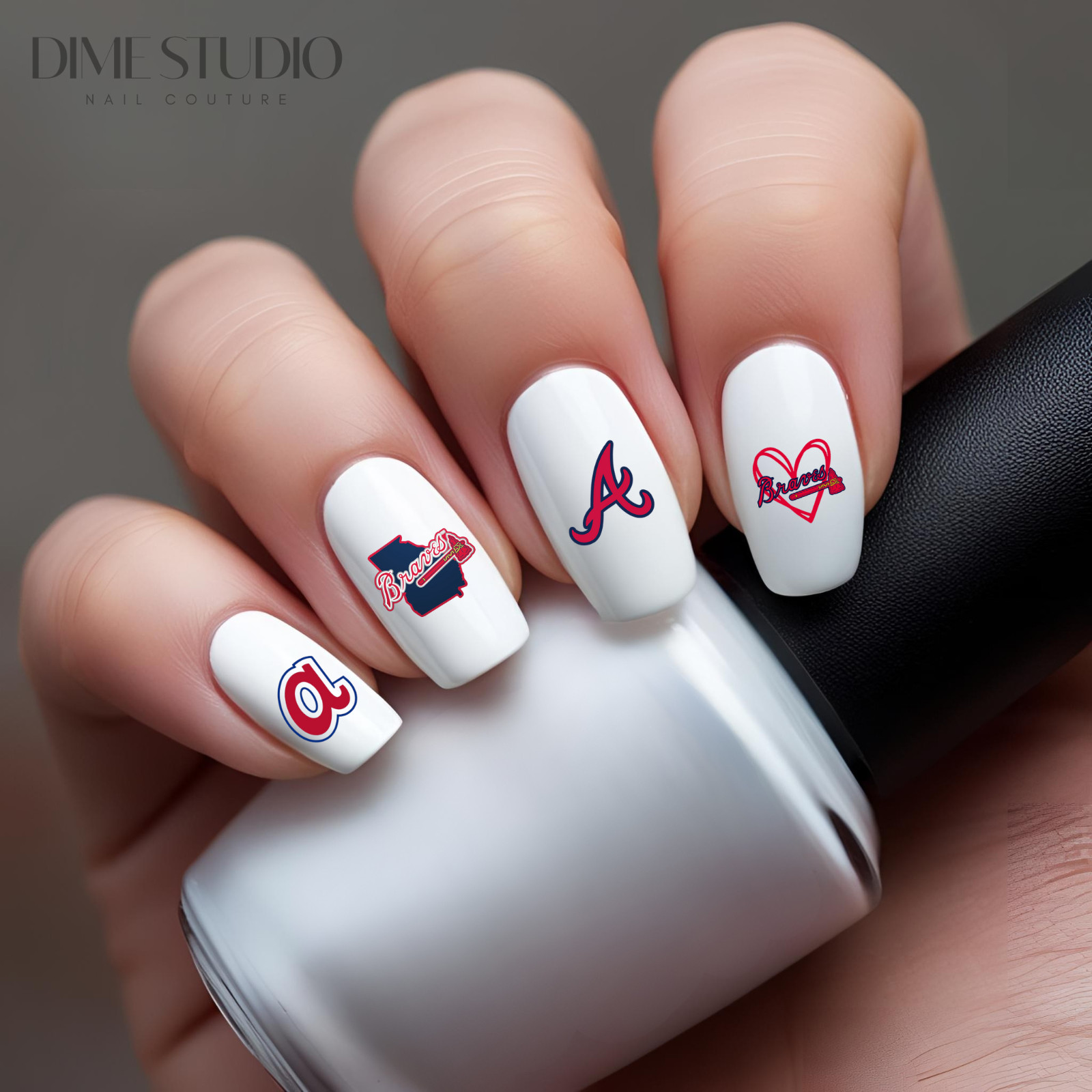 Atlanta Baseball Nail Decals Water Transfer Clear Overlay Nail Tattoo
