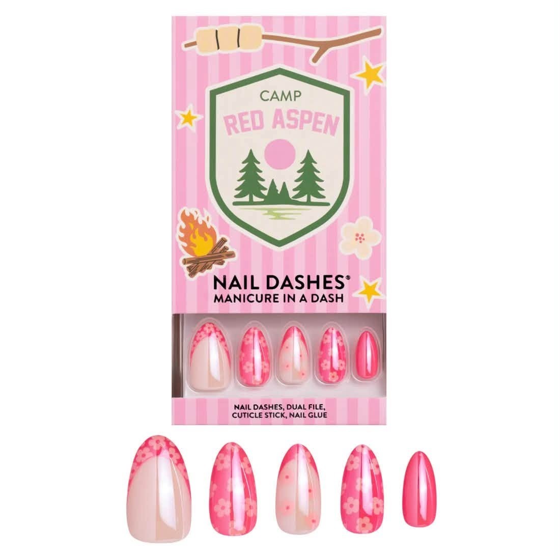 Red Aspen Press On Nails Desey’s Daisy Daydreams Medium Almond Pink Mix Floral