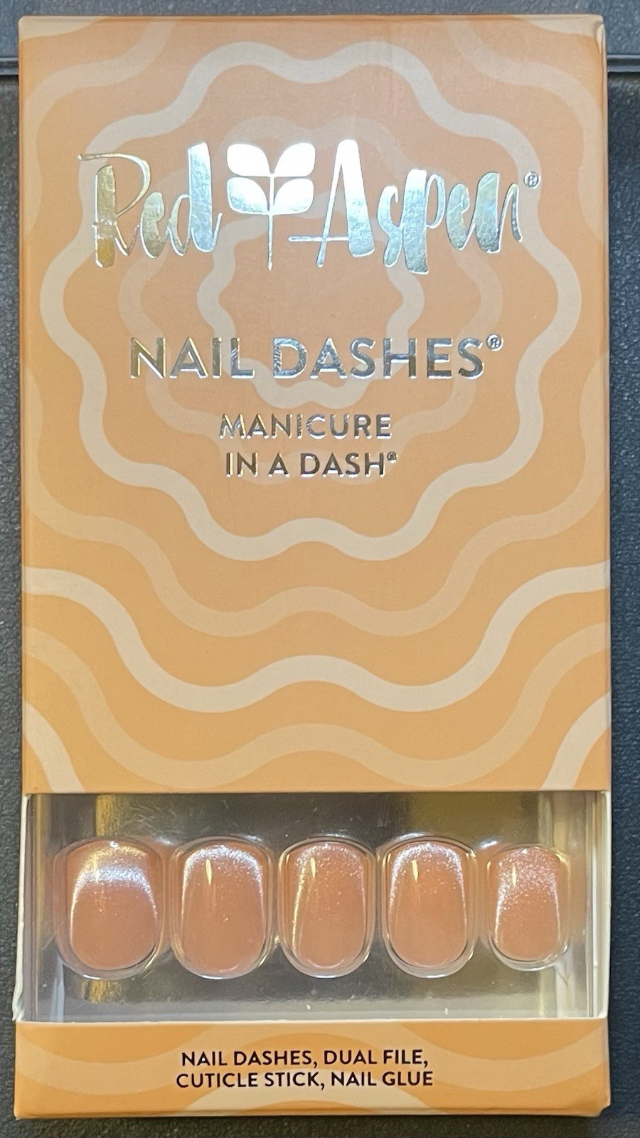 Red Aspen Press On Nails, Short Square, Britta’s Peach Bellini