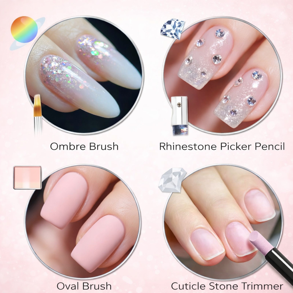 34Pcs Professional Nail Art Brush Set Acrylic Ombre Dotting Tools