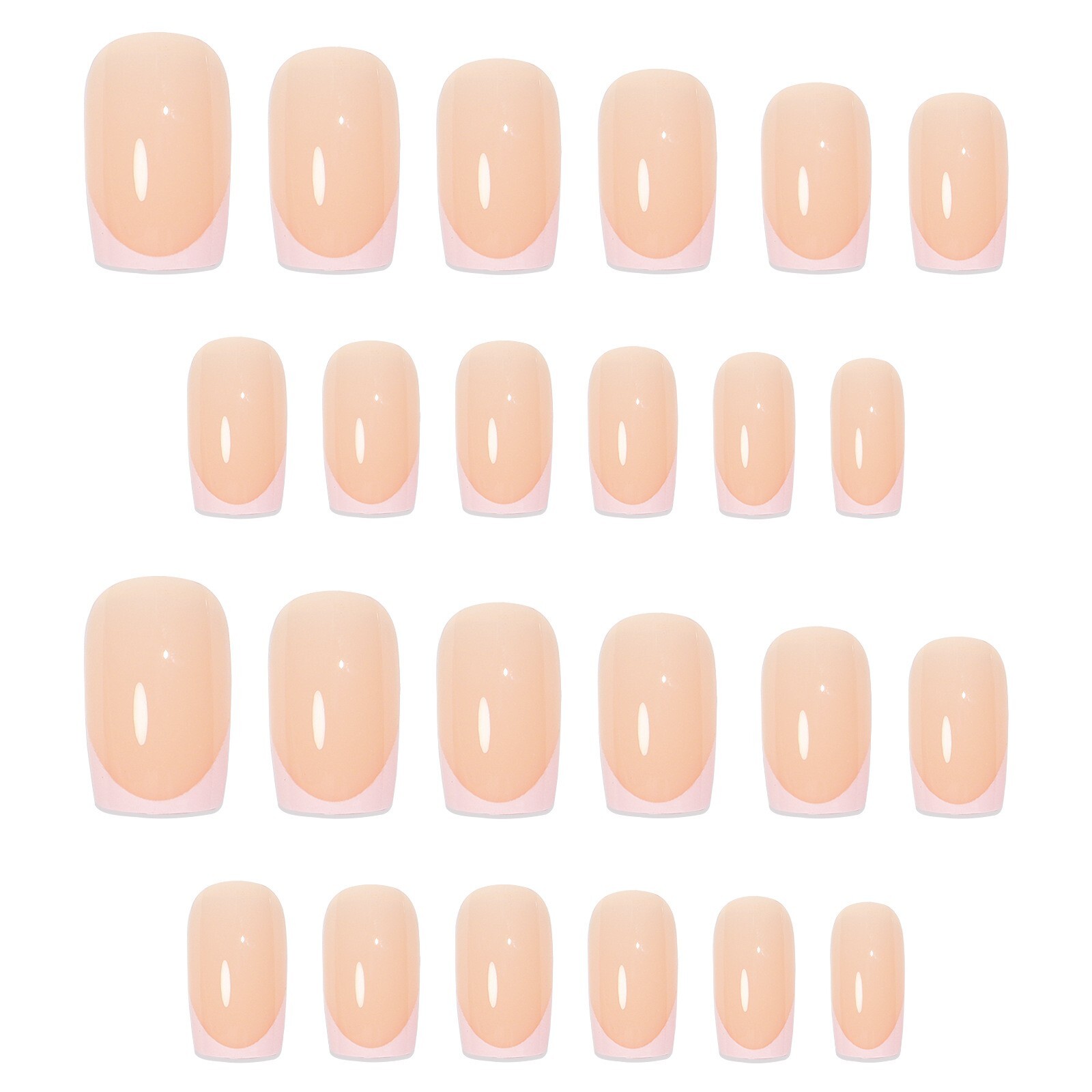 24pcs False Nail Tips Coffin Pink & White French Press on Nails for Nail Art DIY