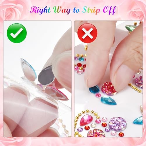 8 Sheets Colorful Gem Stickers Jewels for Crafts, Acrylic Glitter Self