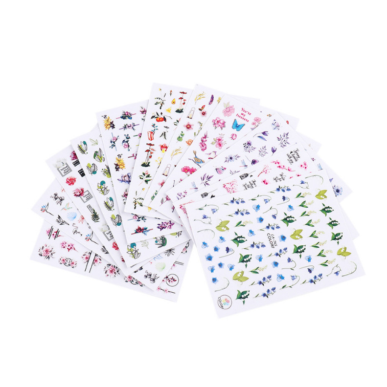 3D Nail Sticker Spring Floral Flower Tulip Adhesive Transfer Decals Slider NH7