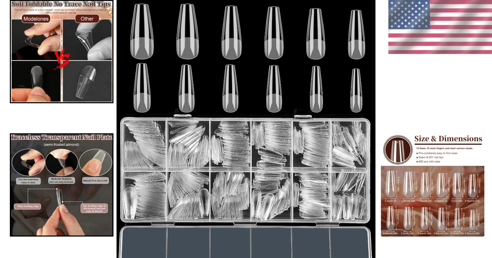 Creative 600 Pcs Long Coffin Nail Tips – Perfect for DIY Nail Extensions