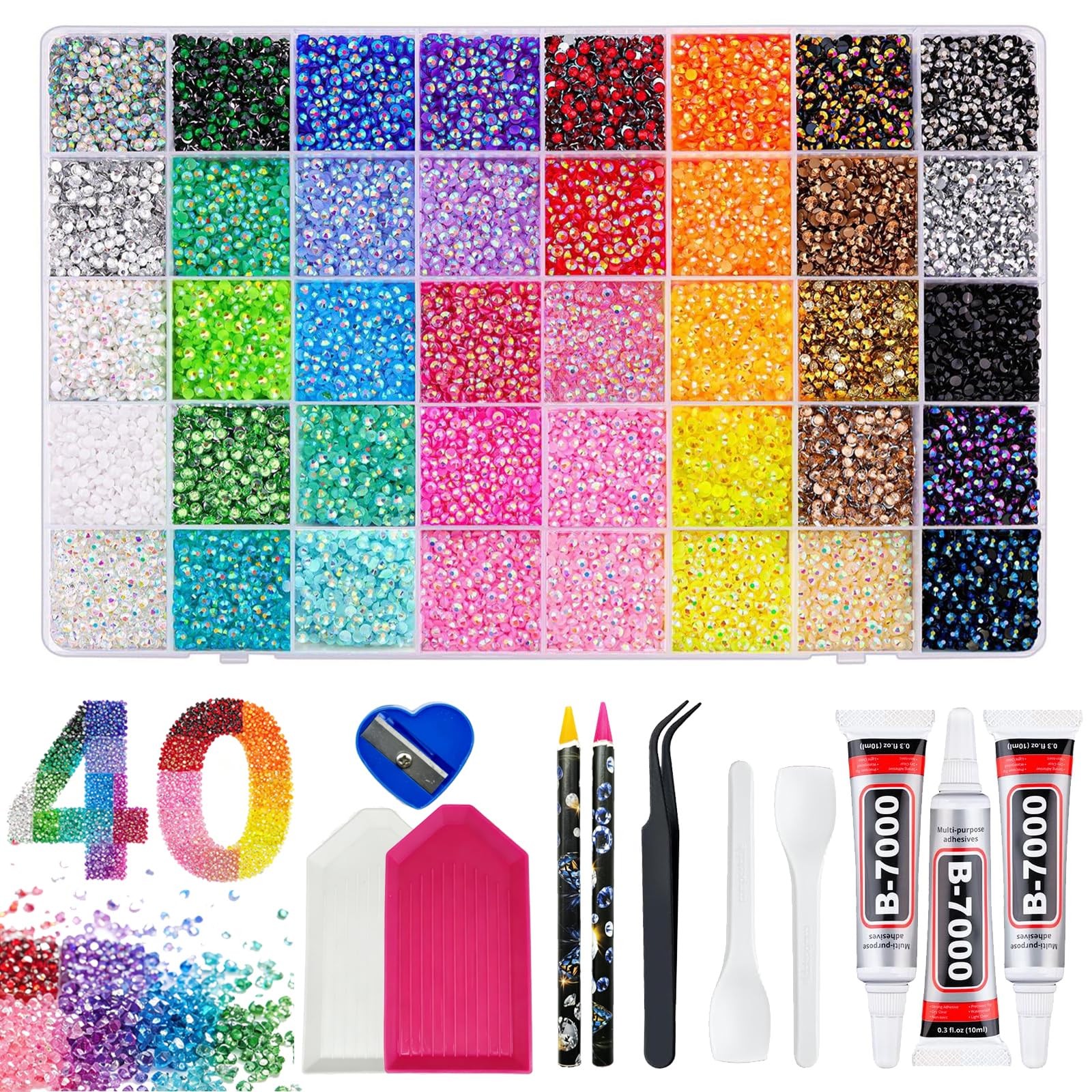 40 Colors Resin Jelly Rhinestones for Bedazzling, 32000Pcs 3mm Flatback Gems …