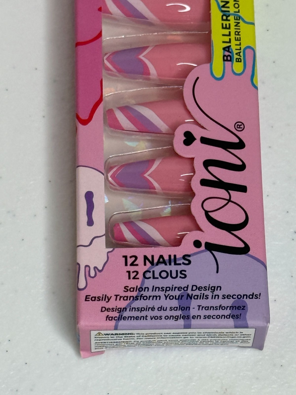 Ioni Nail Tips Melted Candies 2 Pack Press On Nails Ballerina Long New