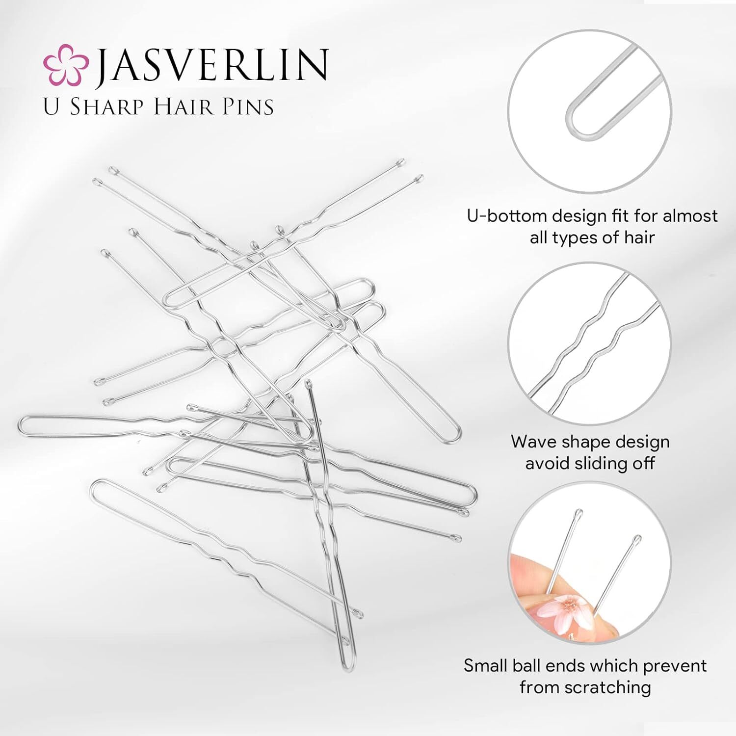 U Shaped Hair Pin U Bobby Pins Silver Bun pins 1 Count (Pack of 150),