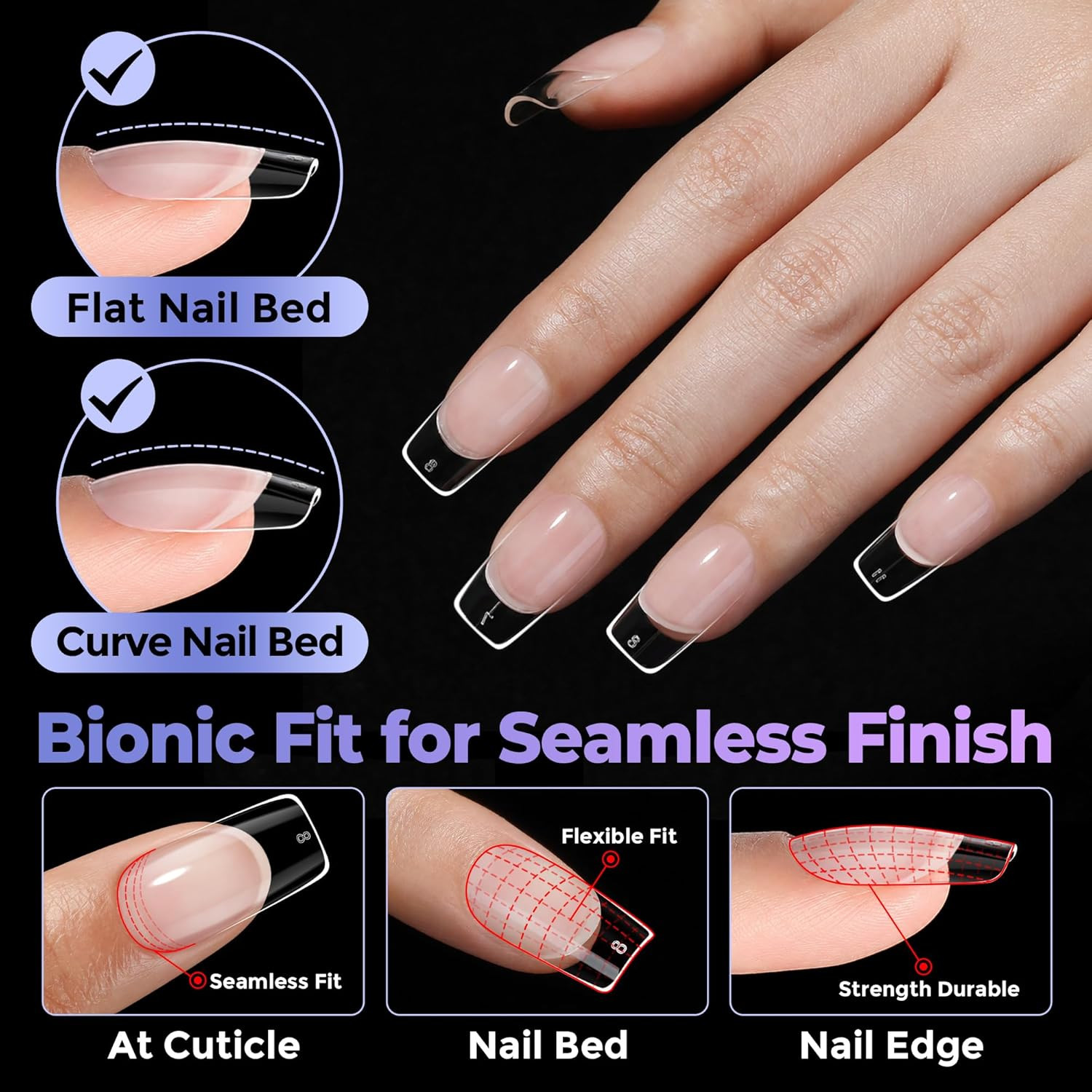 Medium Square Nail Tips: 450PCS Medium Fake Acrylic Gel Nail Tips 15 Sizes Soft