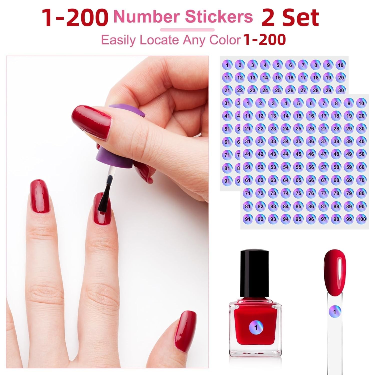 200 Nail Swatches With Number Stickers For Nail Polish Color Display