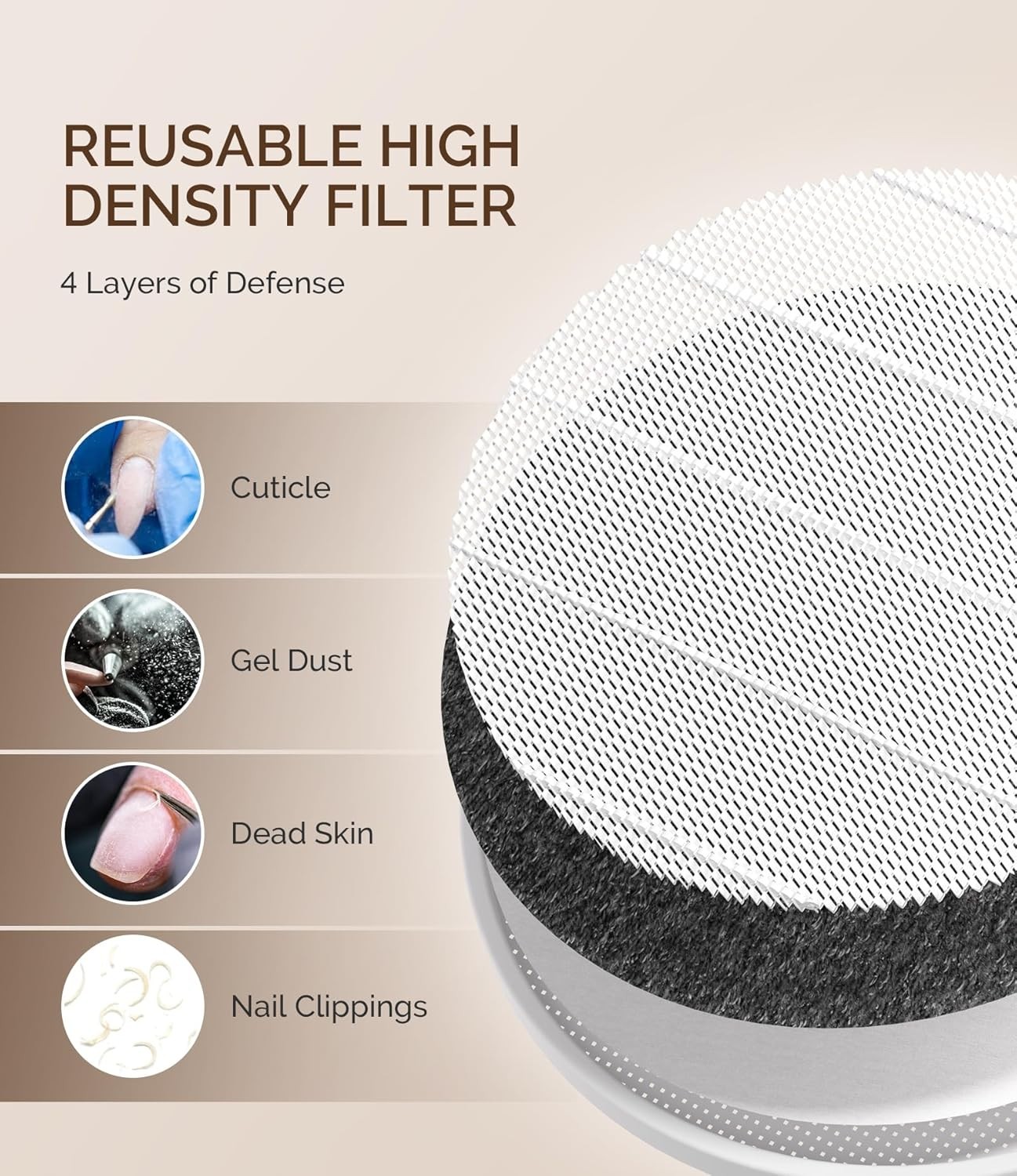 Compact Nail Dust Collector with 3 Suction Modes for Manicure Table Use