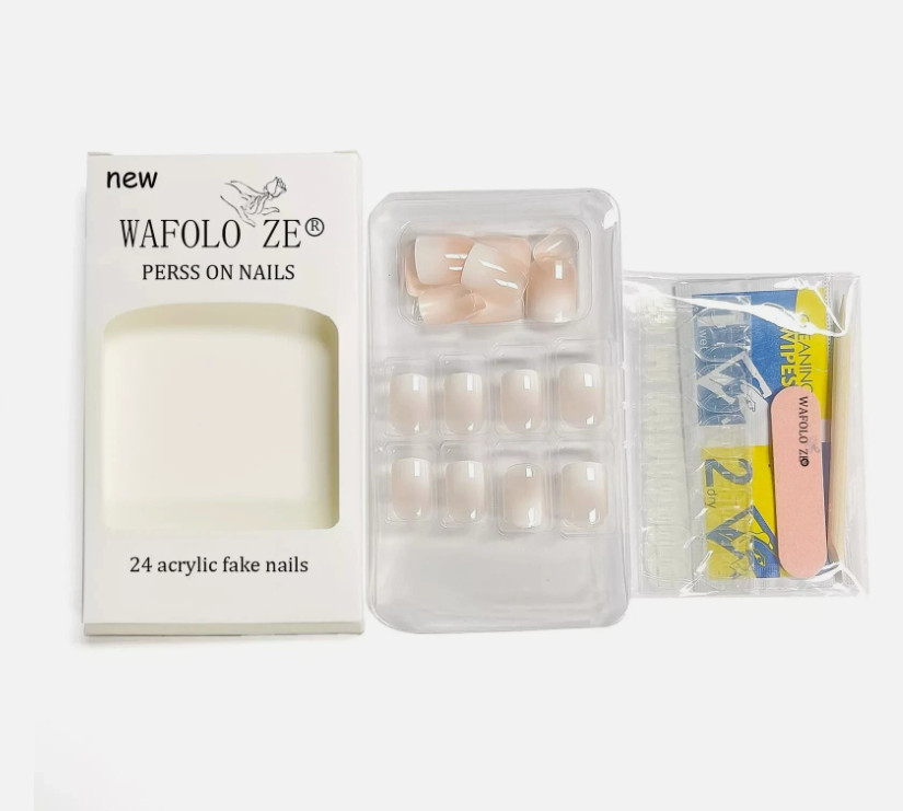 WAFOLOZE Nails Press onsWhite Ombre Short Square Press on Nails Fake Nails Gl…