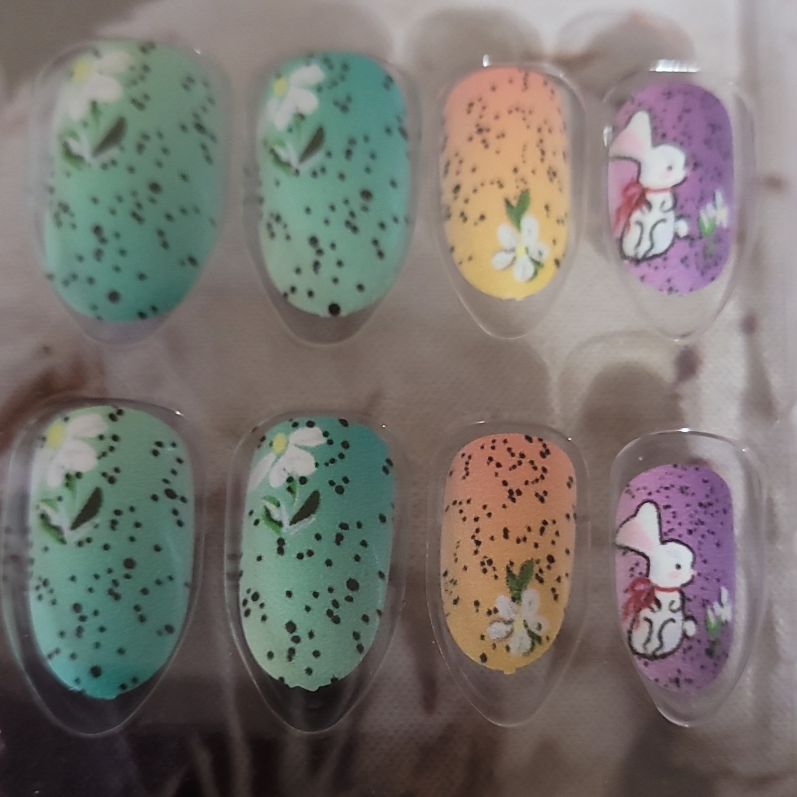 Pre-Designed Full Cover 3D Press-On Nails Long Coffin Floral Multicolor