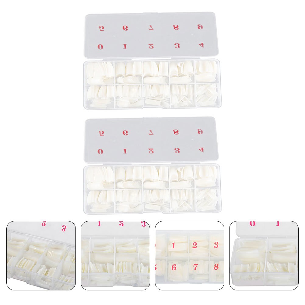 1000Pcs Reusable ABS Artificial Nail Tips Coffin Shape for Creative DIY