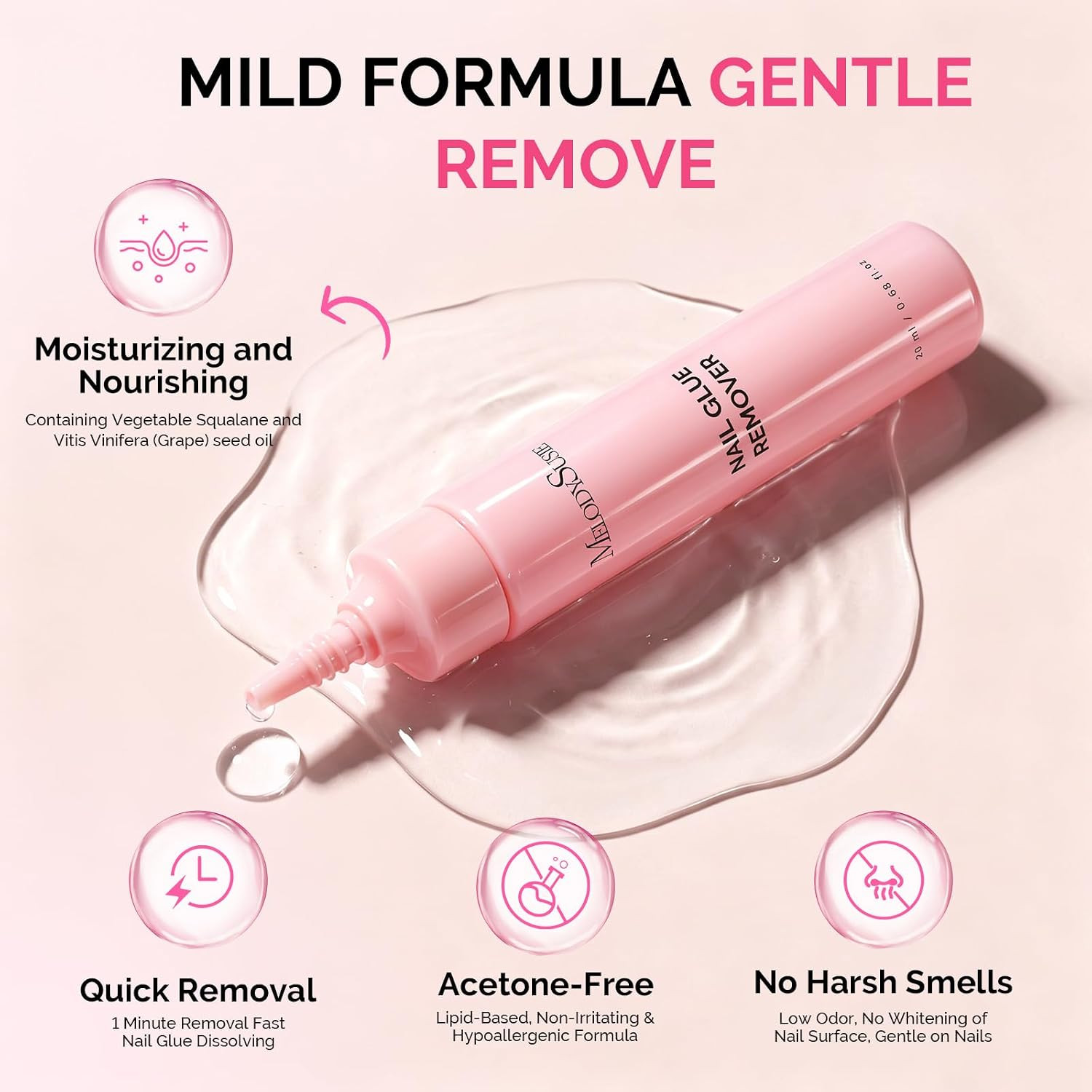 Press on Nail Glue and Non Acetone Nail Glue Remover Kit | Quick Dry Semi Solid