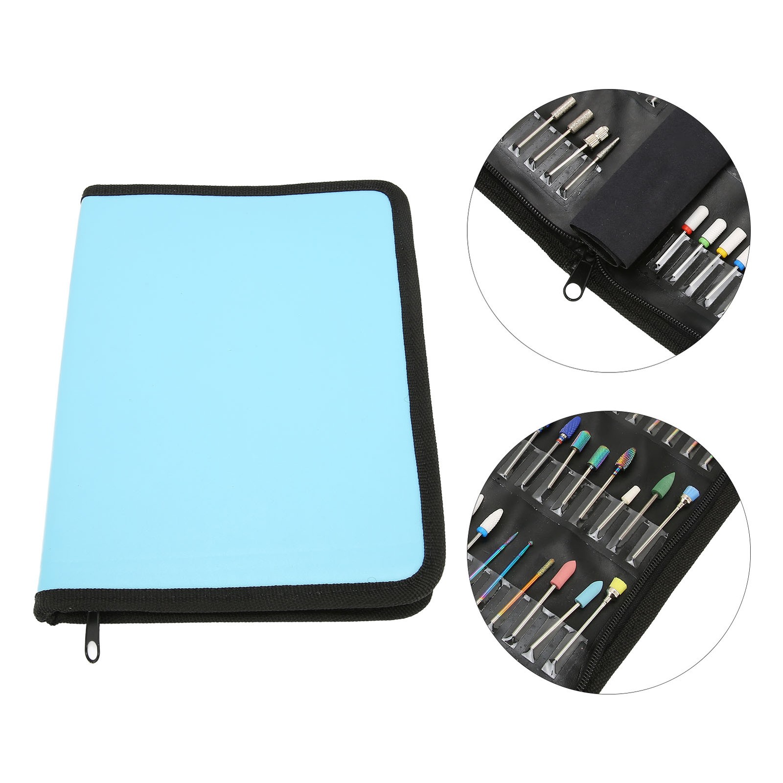 Nail Drill Bits Storage Bag Large Capacity Dustproof Portable Nail Drill Bits