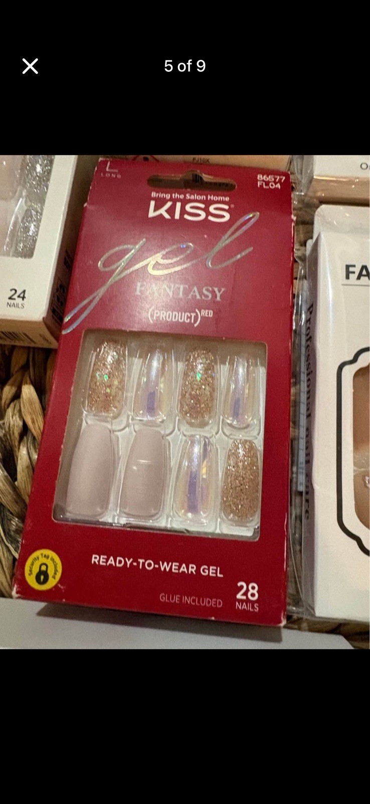 KISS Press-On Nails Jelly Fantasy & Gel Fantasy, Glue Included, Long, Glitter