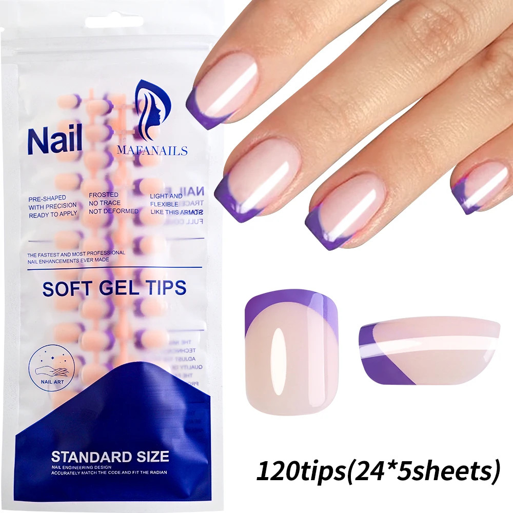 240/120Pcs Colorful French Press On Nails Short Square Full Cover Fake Nail Tips