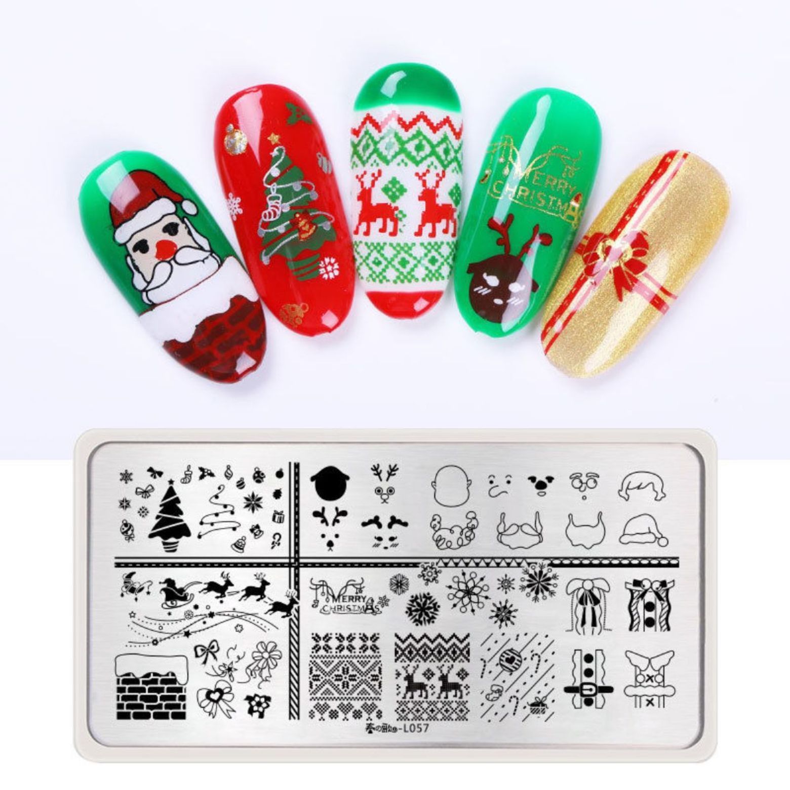 Christmas Deer Elk Santa Claus DIY Nail Art Stamping Image Plate Stencil L057