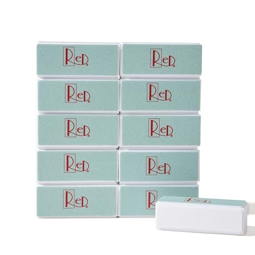RED 4-Sided Nail Buffer Block – Multi-Grit Shine Files for Salon & Home Use