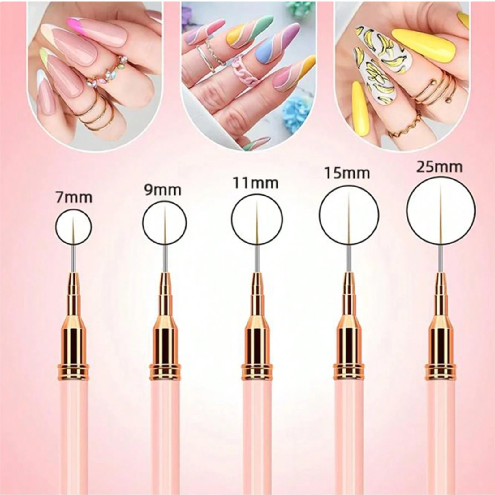 5pcs Nail Art Painting Brush Set French Nail Lining Brush with UV Gel for Women