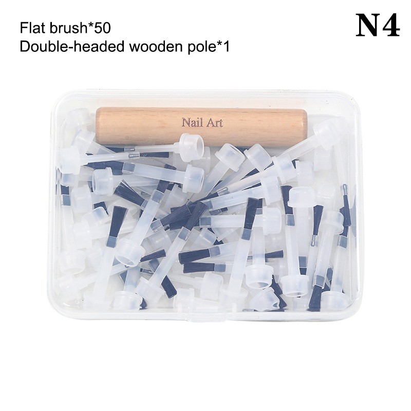 Double-Ended Solid Wood Pole With Nail Polish Replacement Plastic Brush