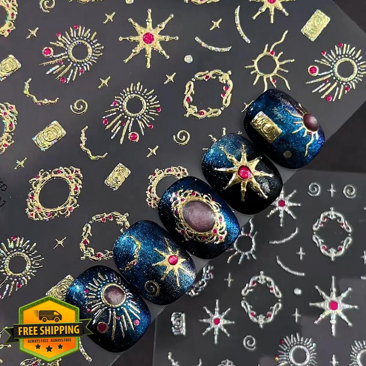BMKKOT Metal Star Nail Art Stickers 2Pcs