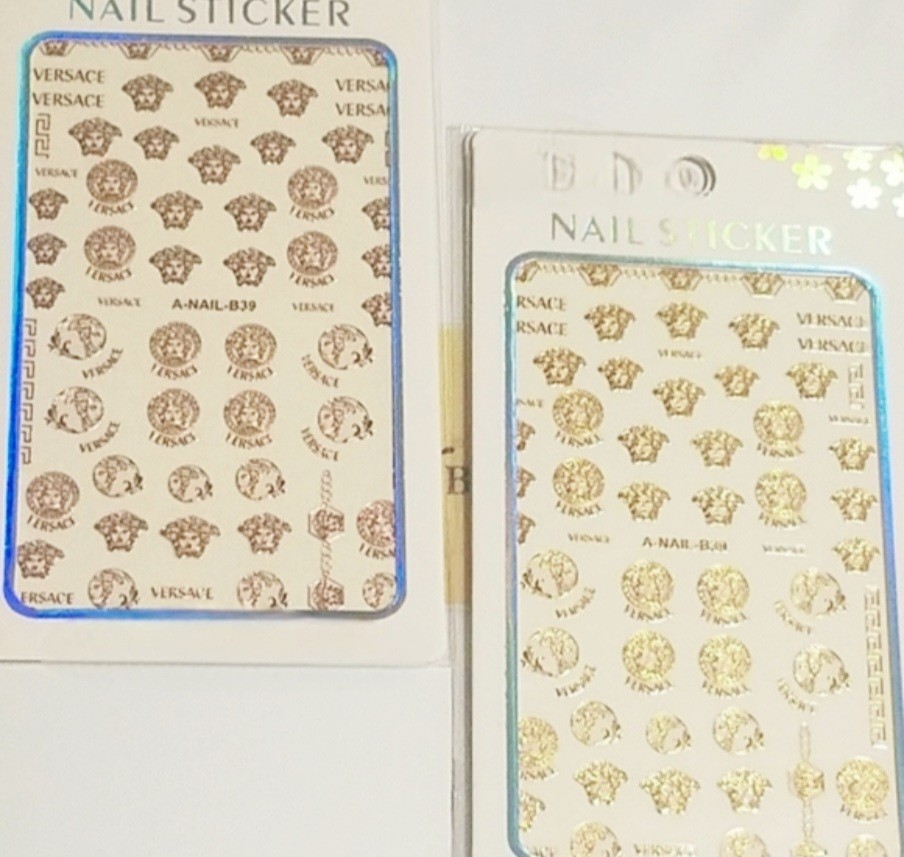 NWT NAIL ART DESIGN SELF-SEAL STICKERS SOLID METALLIC GOLD N°129!