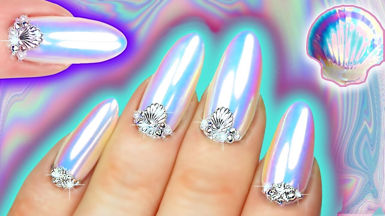 AB UNICORN AURORA NAIL CHROME POWDER Crystal MIRROR EFFECT RAINBOW Mermaid (um)