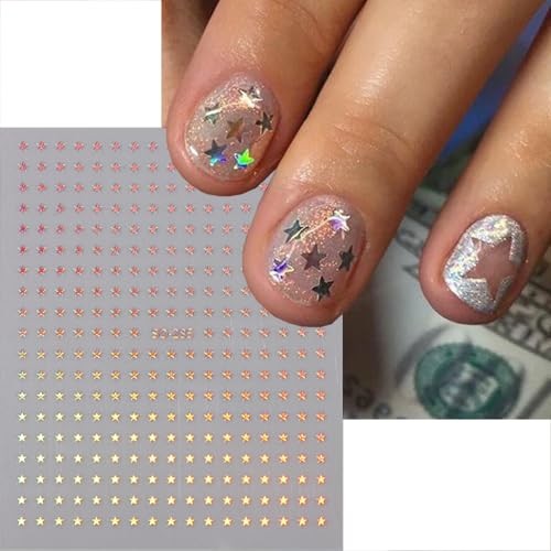 6 Sheets Star Nail Decals for Nail Art 3D Self-Adhesive Star Nail Stickers-2