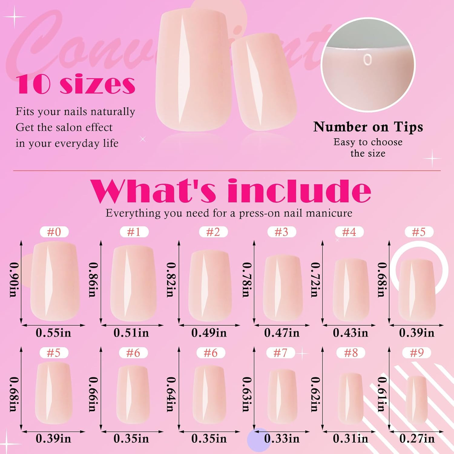 240Pcs Nude Pink Press on Nails Medium Square Fake Nails, Glossy Acrylic