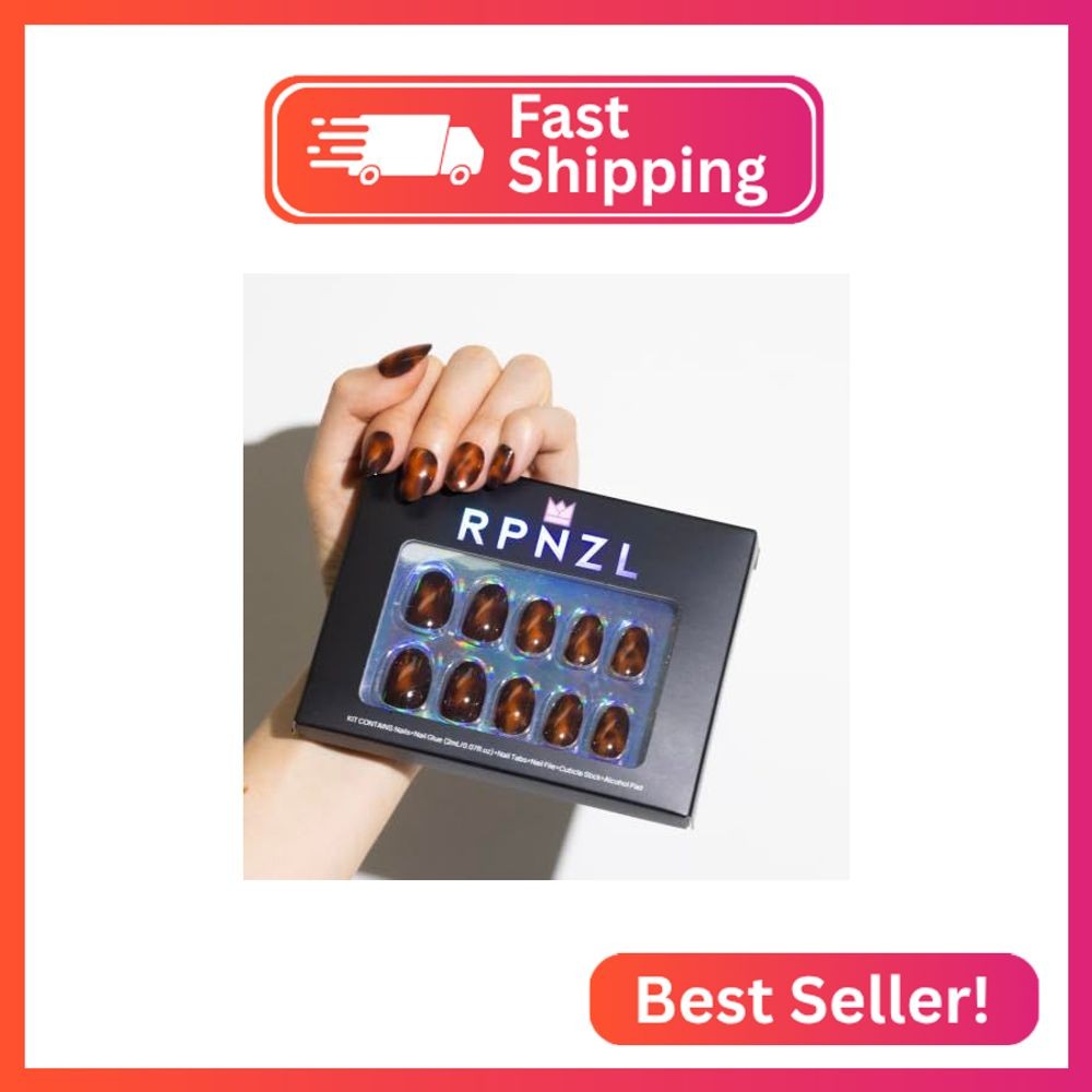 RPNZL Press On Nails – Tortoise | Amber Tortoise Shell Short Oval, Salon Quality
