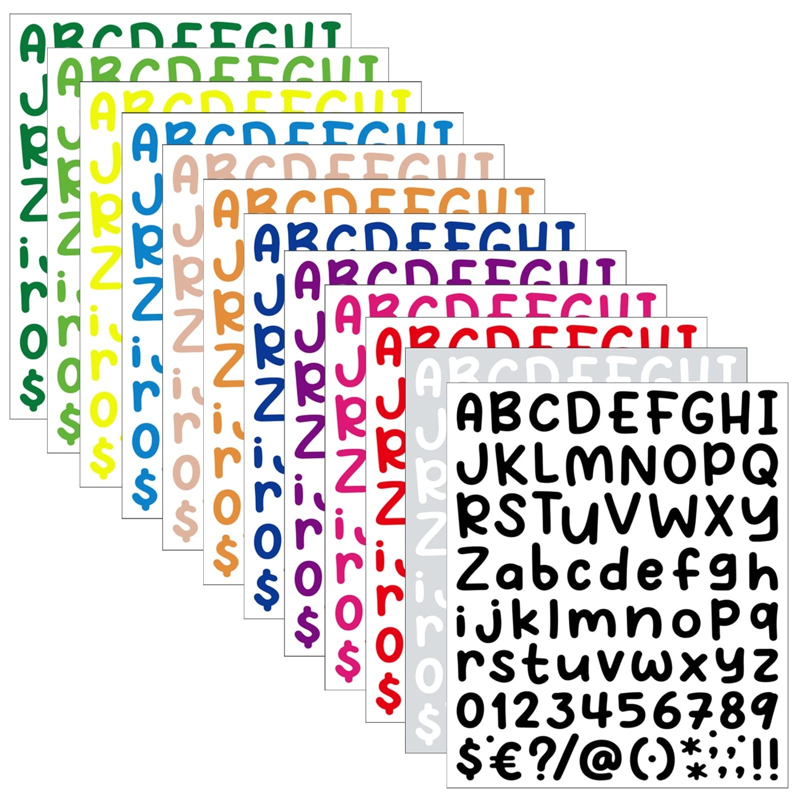 12 Sheet Letter Stickers – Self Adhesive Alphabet Stickers, Colorful Vinyl, 1…