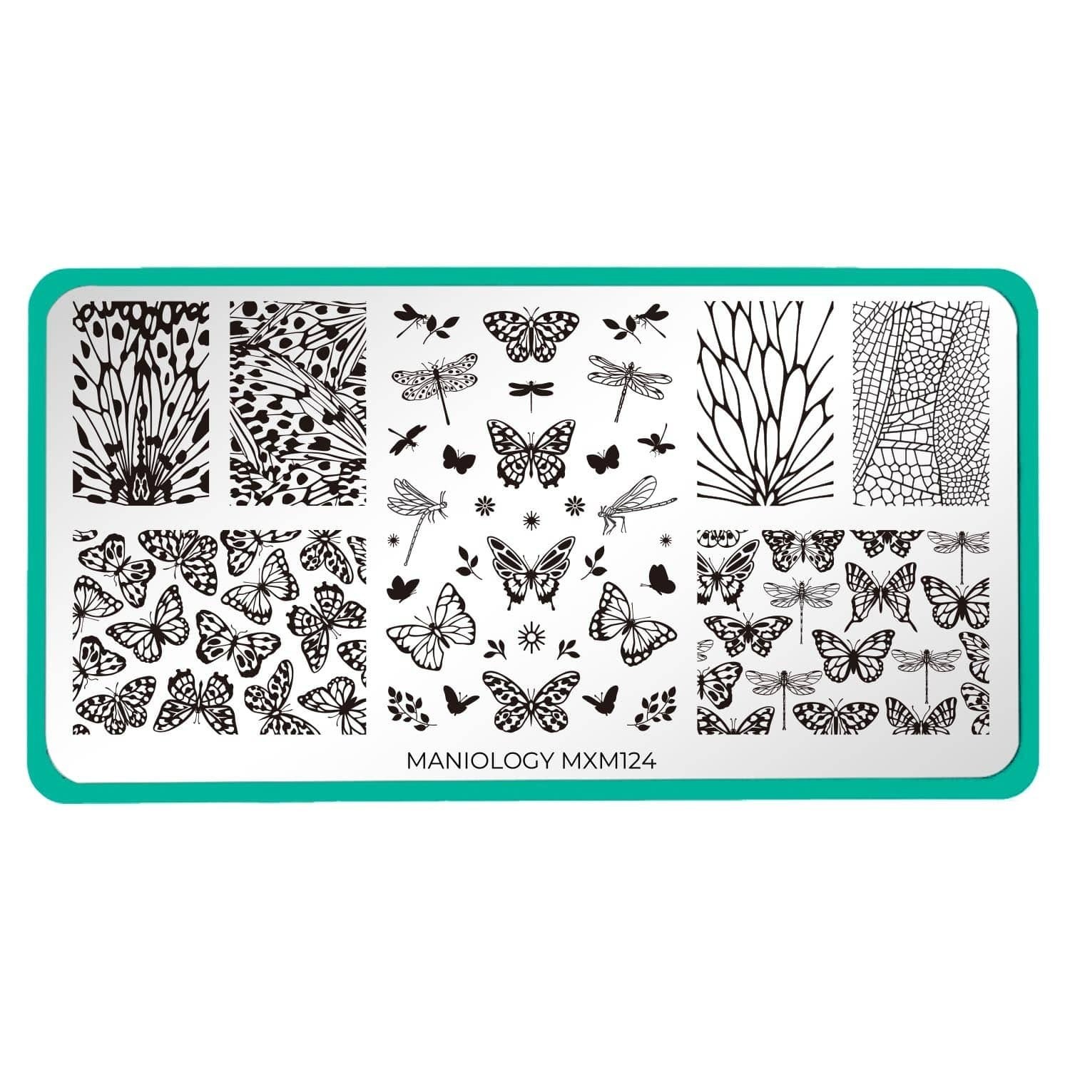 Maniology Sky Dancers: Ballet Of Wings MXM124 Nail Stamp Plate Butterfly Leaves