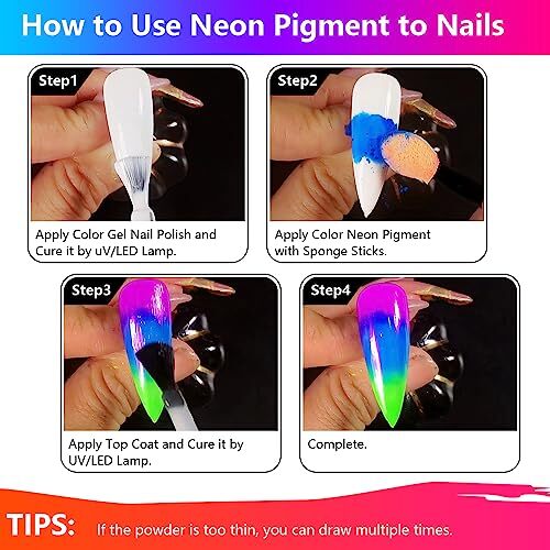 12 Pack Luminous Pigment Nail Powder Flourescent Glow In The Dark Makeup